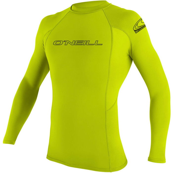 2024 O'Neill Mens Basic Skins Long Sleeve Rash Guard 3342 - Lime