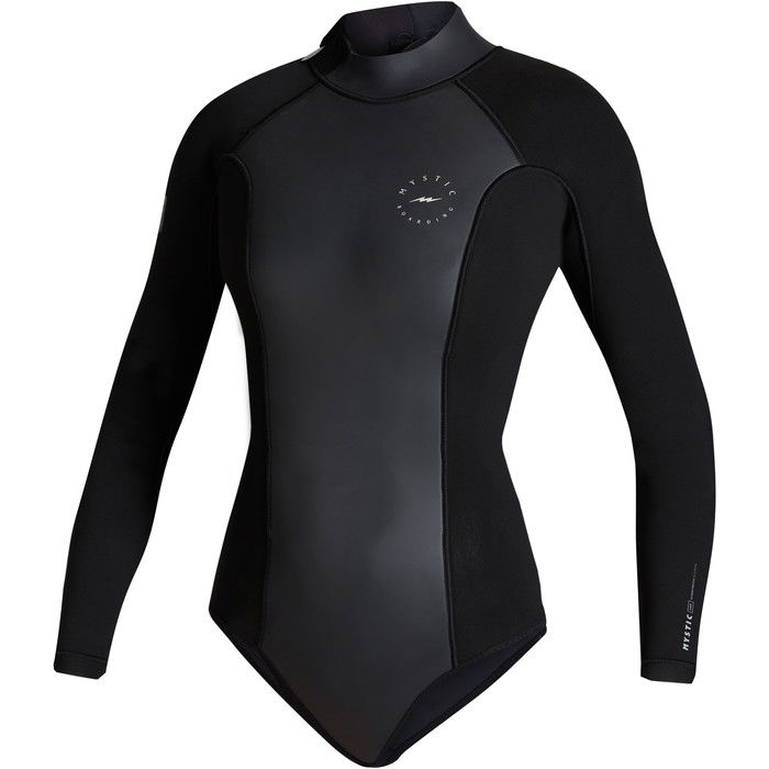 2024 Mystic Womens Sway 2mm Back Zip Long Sleeve Shorty Wetsuit 35000220092 - Black