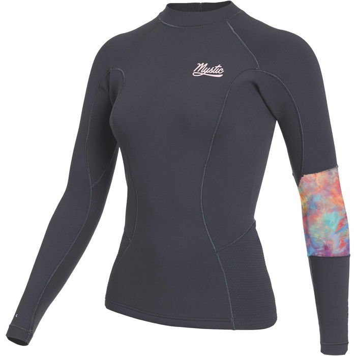 2023 Mystic Womens Lunar 2mm Long Sleeve Wetsuit Top 35001220157 - Dark Grey