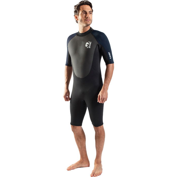 2024 Gul Mens G-Force 3mm Back Zip Shorty Wetsuit GF3305-B7 - Black / Navy