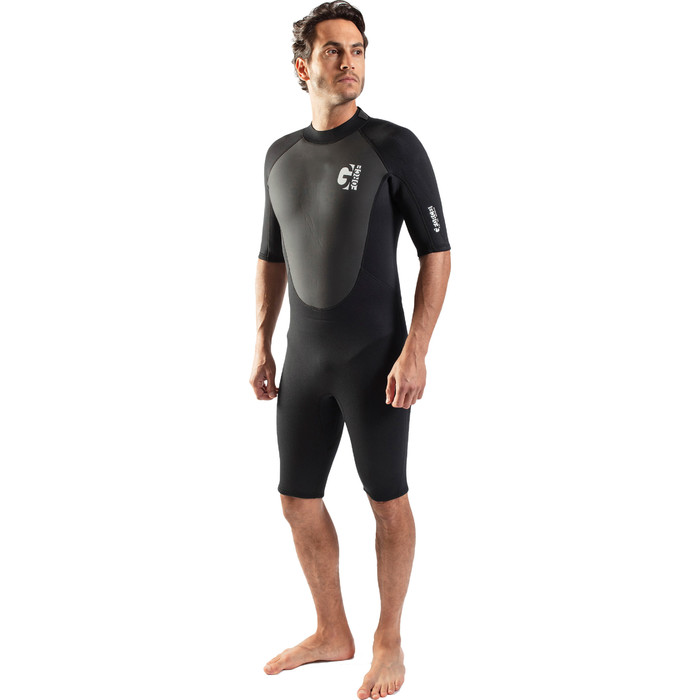 2024 Gul Mens G-Force 3mm Back Zip Shorty Wetsuit GF3305-B7 - Black