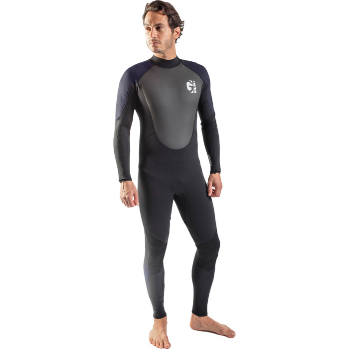 2024 Gul Mens G-Force 3mm Back Zip Flatlock Wetsuit GF1305-B7 - Black / Navy