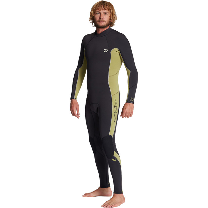 2024 Billabong Mens Absolute 3/2mm Flatlock Back Zip Wetsuit ABYW100211 - Cactus