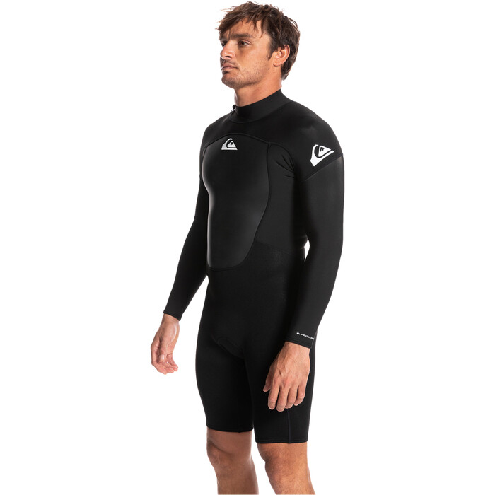 2024 Quiksilver Hombres Prologue 2mm Manga Larga Back Zip Shorty Neopreno EQYW403020 - Black