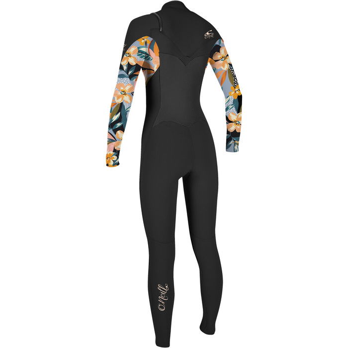 2024 O'Neill Girls Epic 5/4mm Chest Zip Wetsuit 5372G - Black / Demiflor