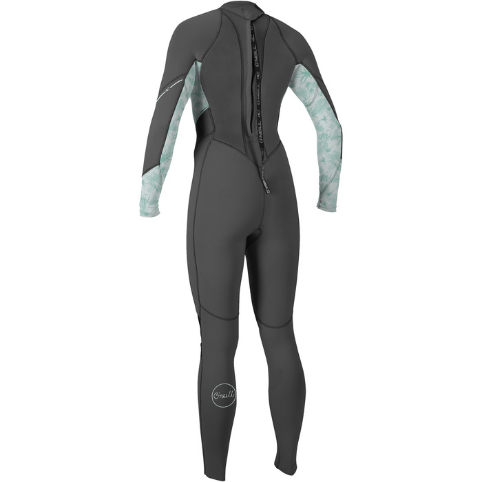 2023 O'Neill Mujer Bahia 3/2mm Back Zip Neopreno 5292 - Graphite / Mirage Tropical