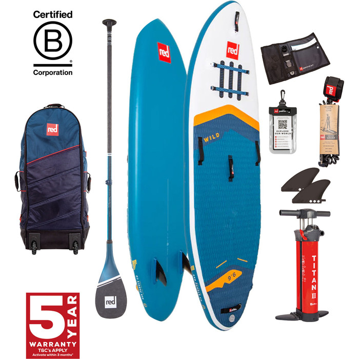 2024 Red Paddle Co 9'6'' Wild MSL Stand Up Paddle Board , Bolsa, Bomba Y Cebador Pala Ligera 001-001-005-0057 - Blue