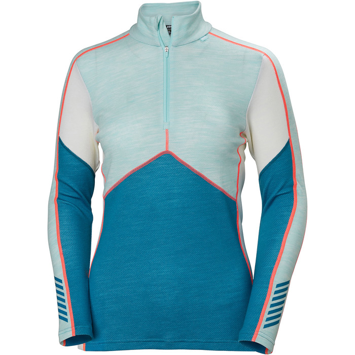 2019 Helly Hansen Mujer Hh Lifa 1/2 Zip Merino Crew Base Layer Blue Wave 48343