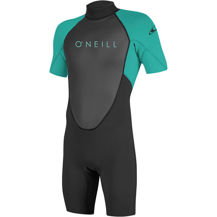 2024 O'Neill Youth Reactor II 2mm Back Zip Shorty Neopreno 5045 - Black / Aqua