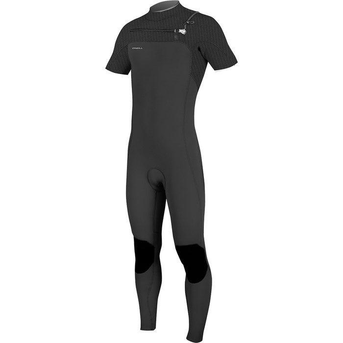 2021 O'Neill Mens Hyperfreak 2mm Chest Zip GBS Short Sleeve Wetsuit Black 5066