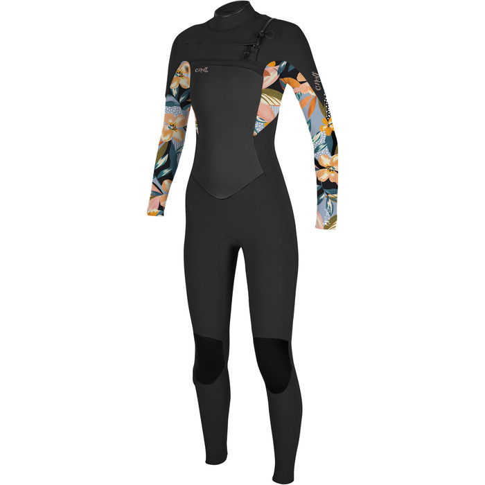 2024 O'Neill Girls Epic 4/3mm Chest Zip GBS Wetsuit 5358G - Black / Demiflor