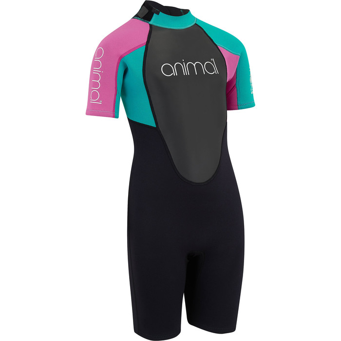 2019 Animal Junior Girls Nova 3/2mm Flatlock Shorty Wetsuit Black AW9SQ803