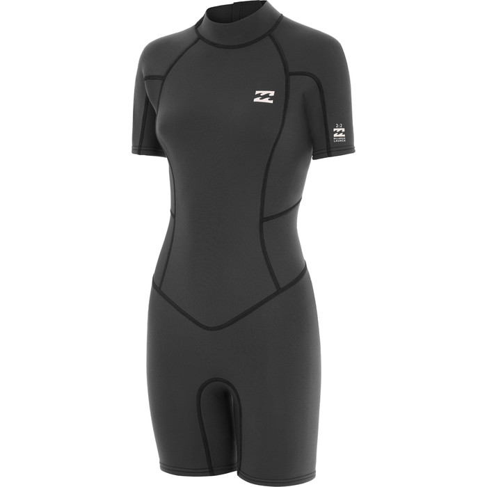 2022 Billabong Womens Launch 2mm Back Zip Shorty Wetsuit 042G19 - Antique Black