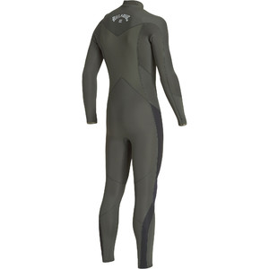 2019 Billabong Junior Furnace Absolute 4/3mm Traje De Neopreno Con Chest Zip Olive Q44b04