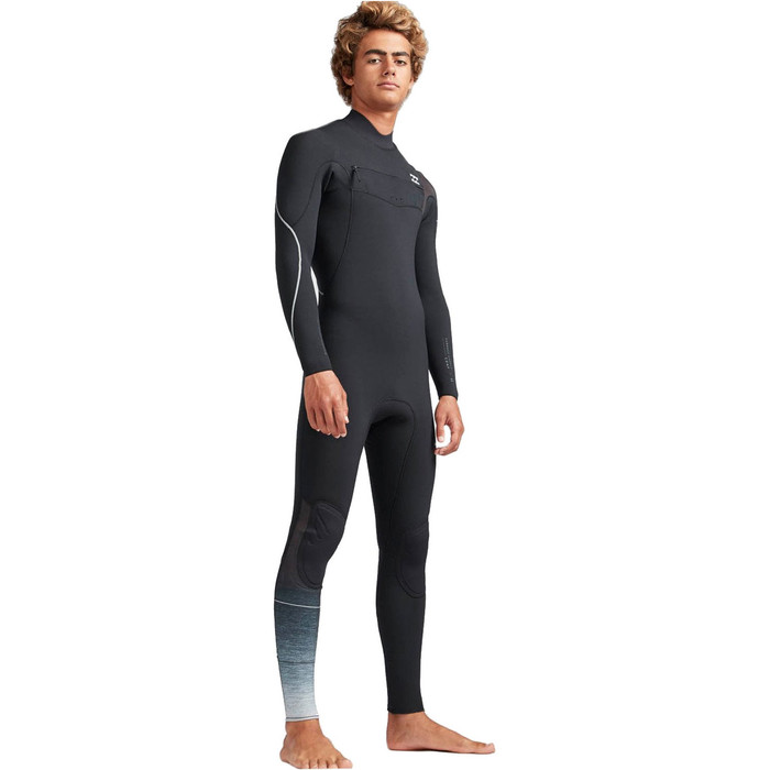 2019 Billabong Mens 3/2mm Furnace Carbon Comp Chest Zip Wetsuit Black Fade N43M02