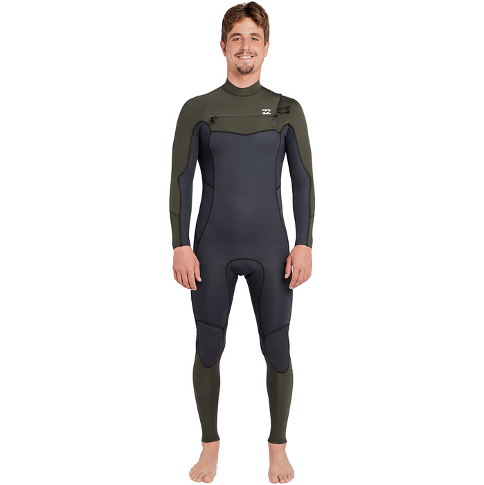 2019 Billabong Hombres Furnace Absolute 3/2mm Traje De Neopreno Con Chest Zip Olive Oscuro L43m09