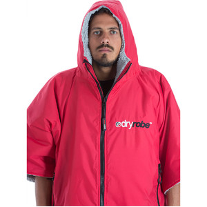 2024 Dryrobe Advance Short Sleeve Premium Outdoor Changing Robe / Poncho DR100 - Red / Grey