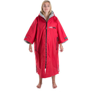 2024 Dryrobe Advance Manga Corta Premium Exterior Bata / Poncho Dr100 - Rojo / Gris