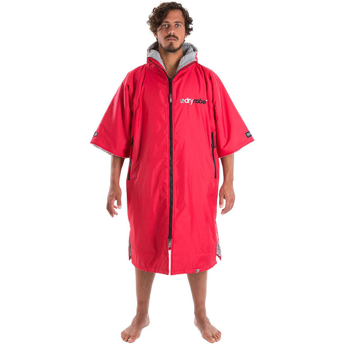 2024 Dryrobe Advance Manga Corta Premium Exterior Bata / Poncho Dr100 - Rojo / Gris