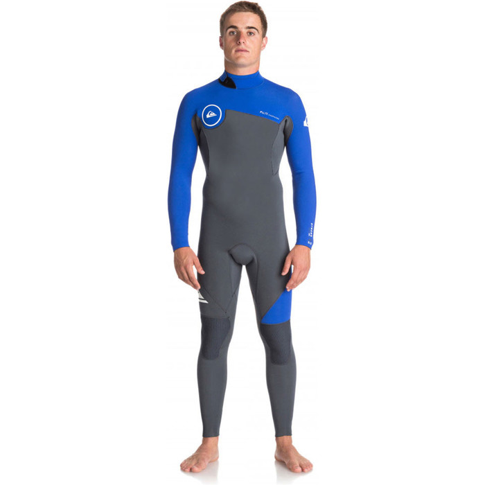 2018 Quiksilver Syncro Series 3/2mm Flatlock Back Zip Wetsuit GUN METAL / ROYAL BLUE EQYW103036