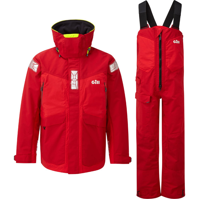 2021 Gill OS2 Mens Offshore Jacket & Trouser Combi Set - Red