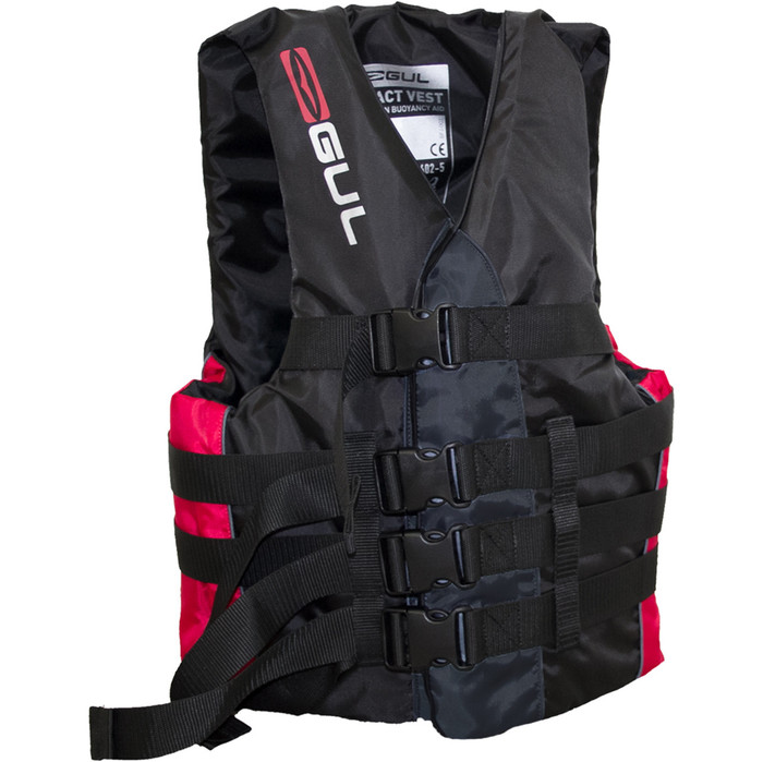 2023 Gul 50N 4 Buckle Impact Ski Vest Black / Red SK7102-B4