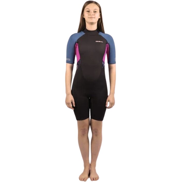 2024 Gul Junior Response 3/2mm Back Zip Shorty Wetsuit RE3321-C1 - Jet / Teal