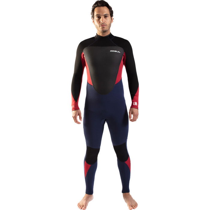 2024 Gul Hombres Response 4/3mm Gbs Back Zip Neopreno RE1246-C1 - Navy / Red