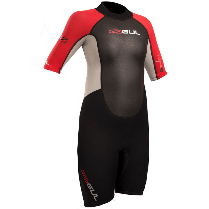 2019 Gul Response Junior 3/2mm Shorty Wetsuit Negro / Rojo Re3322-b4