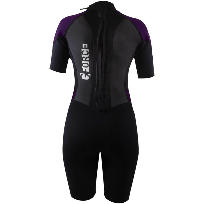 2024 Gul Womens G-Force 3mm Back Zip Shorty Wetsuit GF3306-B7 - Black / Mulberry