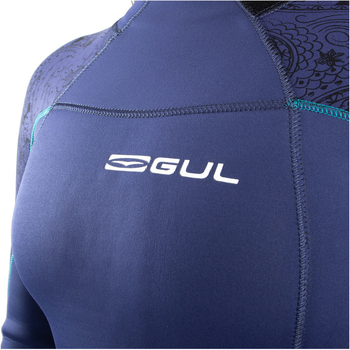 2023 Gul Mujer Response 4/3mm Gbs Back Zip Neopreno RE1248-C1 - Blue / Paisley