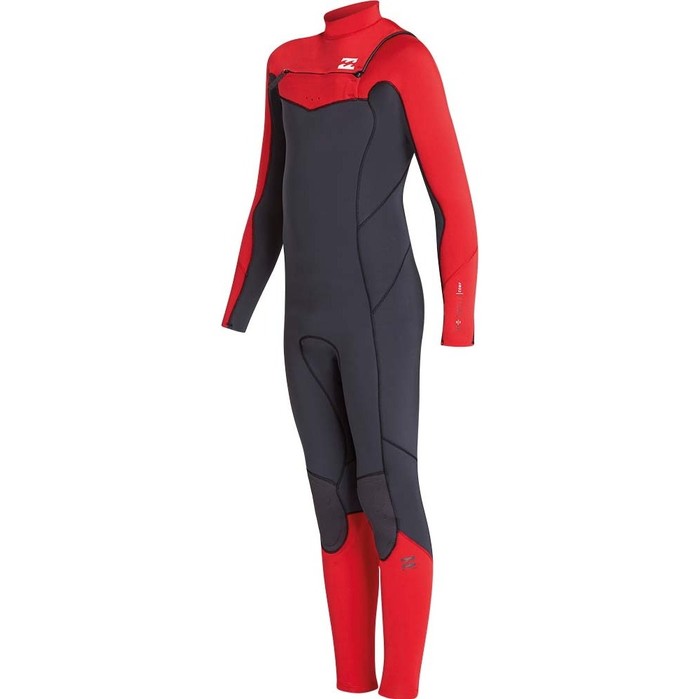 2019 Billabong Junior Furnace Absolute 3/2mm Traje De Neopreno Con Chest Zip Rojo L43b05