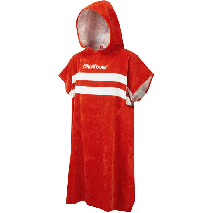 2024 Northcore Beach Basha Stripe Toalla Con Capucha Cambiador Robe / Poncho NOCO241 - Red