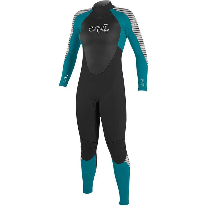 2018 O'Neill Womens Epic 4 / 3mm Cremallera trasera GBS Wetsuit NEGRO / VERDE / RAYAS 4214