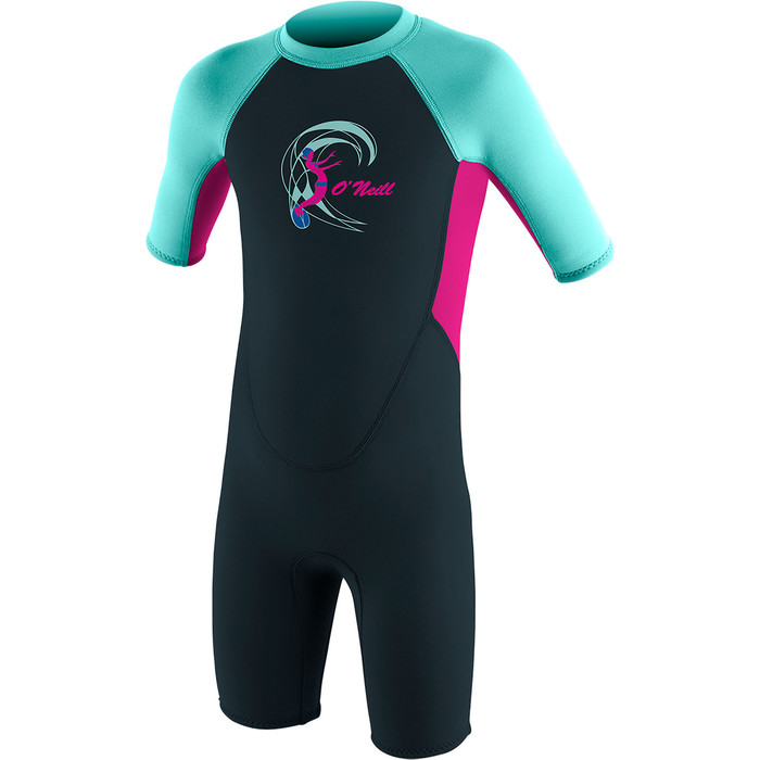 2024 O'Neill Toddler Reactor 2mm Back Zip Shorty Wetsuit 4867G - Slate / Berry / Seaglass