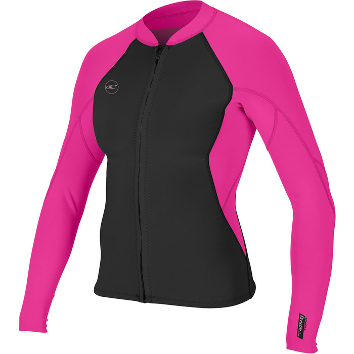 2019 O'Neill Womens Reactor II 1.5mm Front Zip Neoprene Jacket Black / Berry 5294