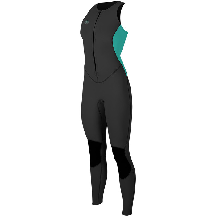 2024 O'Neill Womens Reactor II 1.5mm Front Zip Long Jane Wetsuit 5295 - Black / Aqua