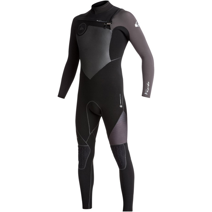 2018 Quiksilver Highline+ 4/3mm Chest Zip Hydrolock Wetsuit JET BLACK EQYW103047