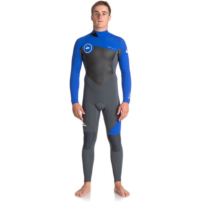 2018 Quiksilver Syncro Series 4/3mm Back Zip GBS Wetsuit GUNMETAL / ROYAL BLUE EQYW103041