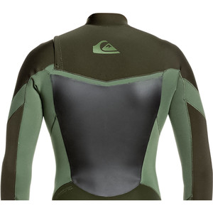 2021 Quiksilver Mens Syncro 3/2mm Chest Zip Wetsuit Dark Ivy / Shade Olive EQYW103085