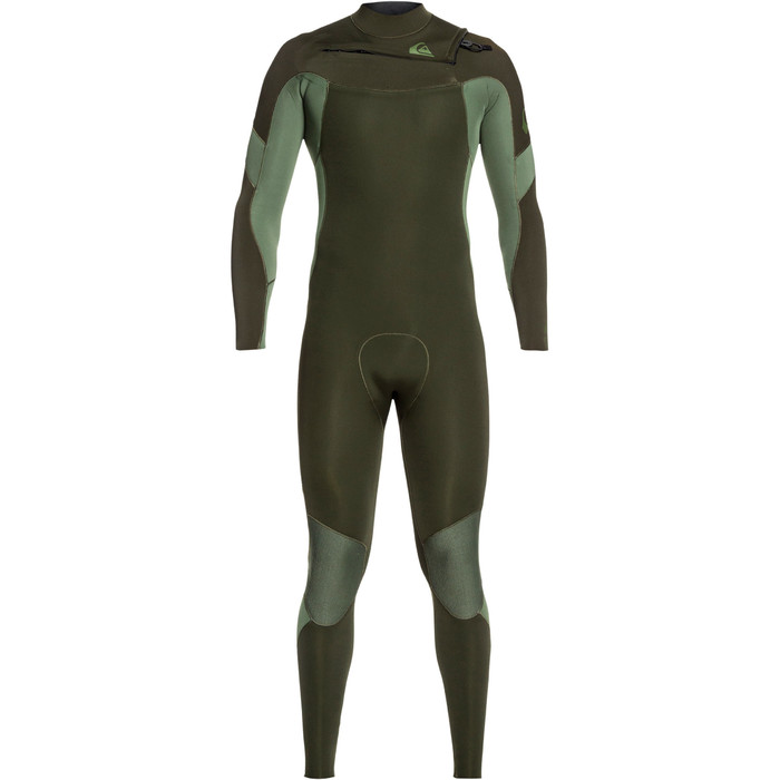 2021 Quiksilver Mens Syncro 3/2mm Chest Zip Wetsuit Dark Ivy / Shade Olive EQYW103085