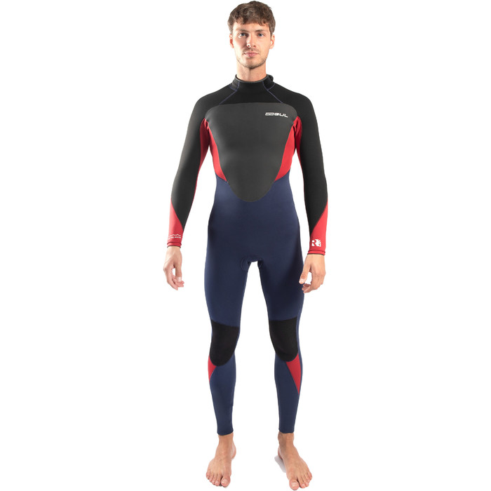 2023 Gul Mens Response 5/3mm GBS Back Zip Wetsuit RE1213-C1 - Navy / Red