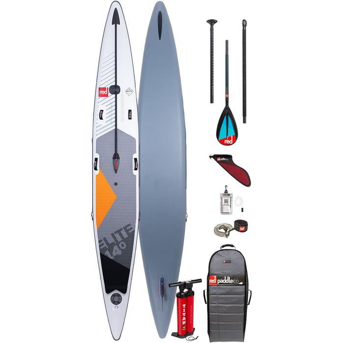 2020 Red Paddle Co Elite Msl 14'0" X 27" Inflable Stand Up Paddle Board - Carbono Paquete Midi Paddle / Nylon