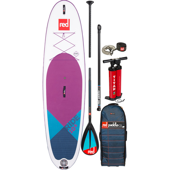 2020 Red Paddle Co Ride Se Purple Msl 10'6 "hinchable Stand Up Paddle Board - Paquete De Paleta De Carbono / Nylon