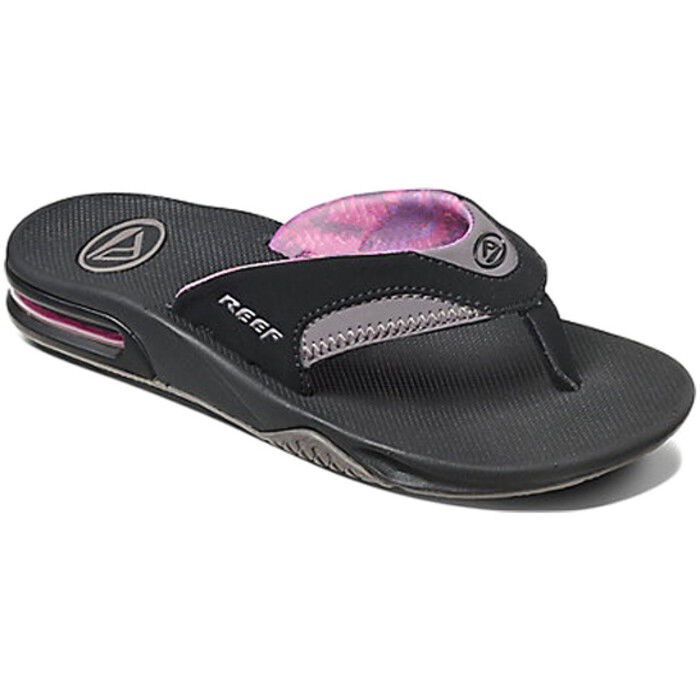 2024 Chanclas Con Abrebotellas Fanning Para Mujer Reef Negro Gris R01626