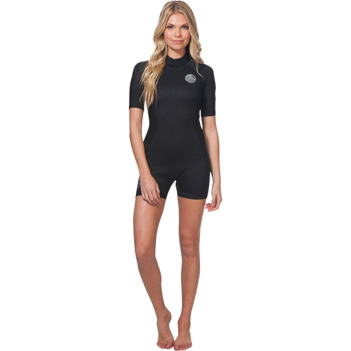 2022 Rip Curl Mujer Dawn Patrol 2mm Back Zip Shorty Neopreno Black WSP7FW