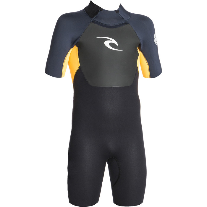 Rip Curl Junior Boy's Omega 1.5mm Back Zip Shorty Traje De Neopreno Wsp5fb - Pizarra / Naranja