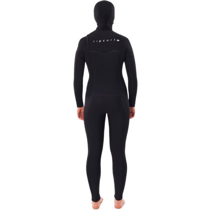 2023 Rip Curl Mujer Dawn Patrol 5/4mm Chest Zip Con Capucha Neopreno WSMYHW - Black