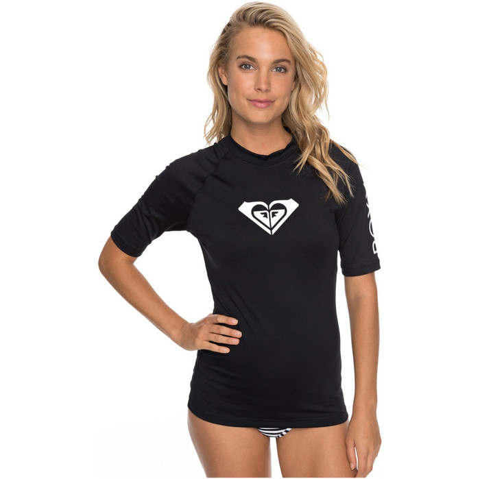 2019 Roxy Womens Wholehearted Short Sleeve Rash Vest ANTHRACITE ERJWR03219