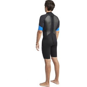 2020 Billabong De Los Hombres Intruder 2mm Back Zip Shorty Wetsuit S42m21 Negro / Azul